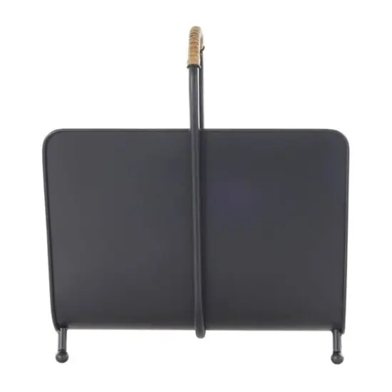 15" Black Metal Modern Decorative Magazine Holder with Loop Shaped Handle {8}