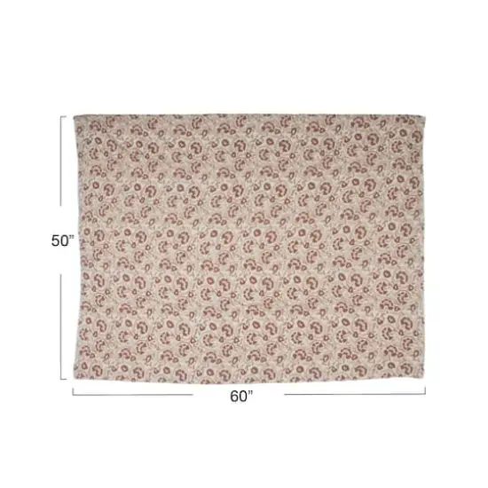 Hello Honey&reg; 60" Tan & Rose Woven Cotton & Sherpa Throw Blanket {5}