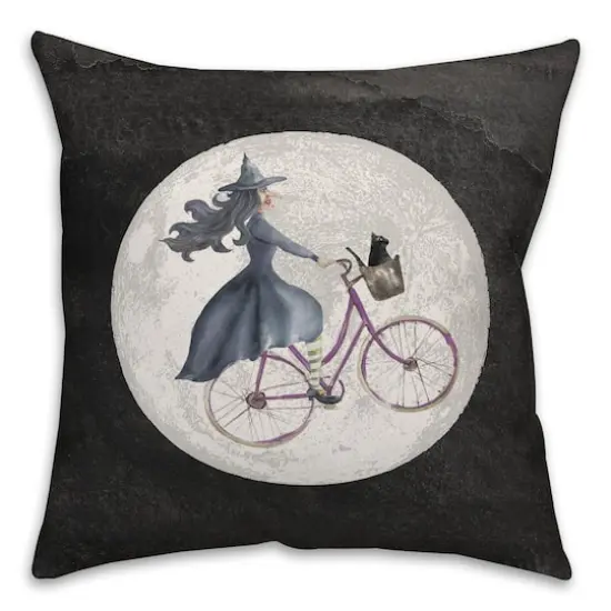 Witch Bike Throw Pillow {1}