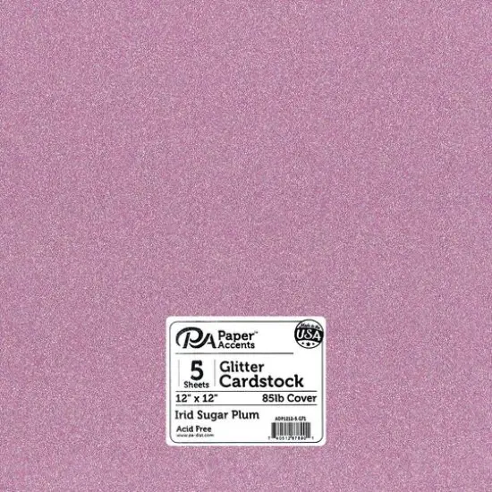 PA Paper™ Accents 12" x 12" Glitter Cardstock, 5 Sheets Iridescent Sugar Plum {1}