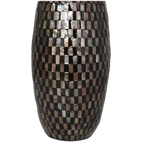 24" Black Mother of Pearl Handmade Mosaic Inspired Vase {7}
