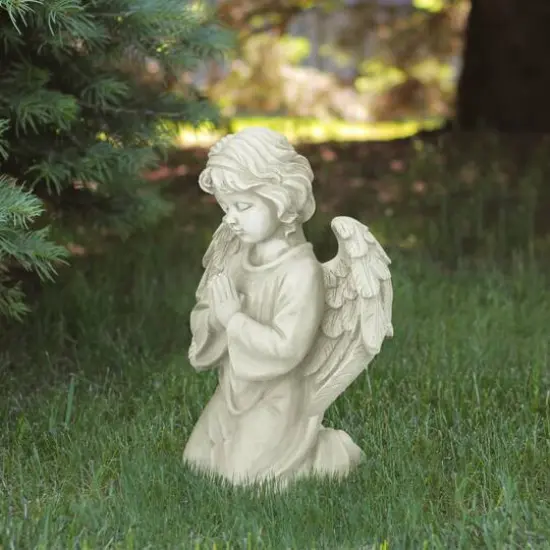 15" Kneeling in Prayer Cherub Outdoor Garden Statue {3}