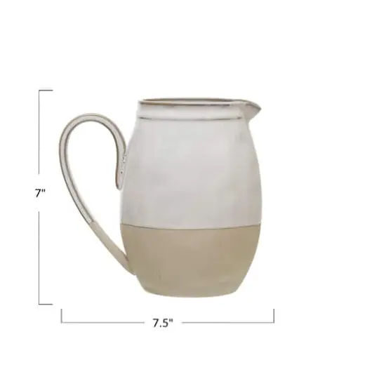 Hello Honey&reg; 7" White & Tan Stoneware Pitcher {5}