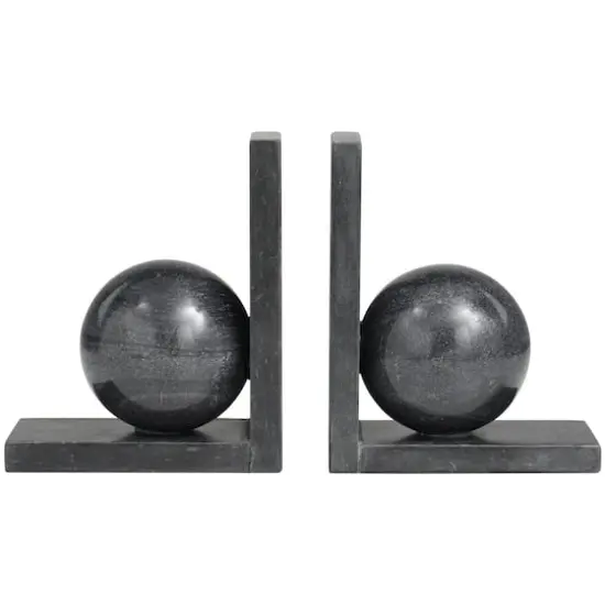 7.25" Black Orb Modern Marble Bookends, 2ct. {1}