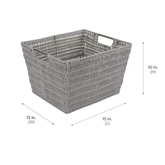 Simplify Large Gray Rattan Storage Tote Basket {4}