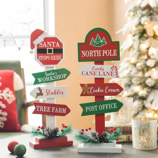 Glitzhome&reg; 16.5" Christmas Sign Table D&eacute;cor Set {4}