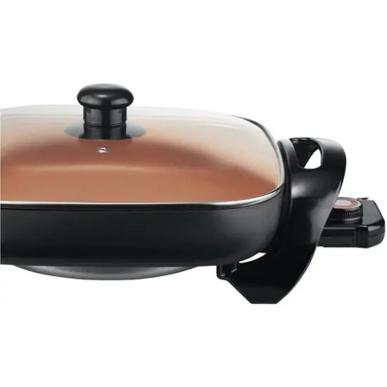 Brentwood 12" Copper Nonstick Electric Skillet with Glass Lid {8}