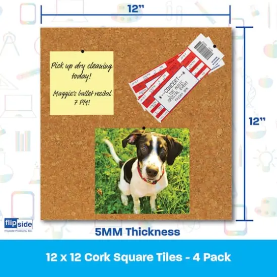Flipside Products 12" x 12" Natural Cork Tile Pack, 2ct. {6}