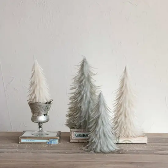 Hello Honey&reg; Cream Decorative Feather Tree Set {3}