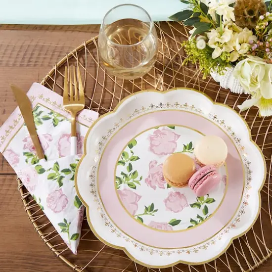 9" Pink Tea Time Whimsy Premium Paper Plates, 16ct. {6}