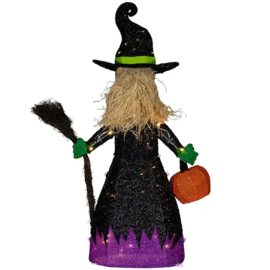 39" LED Lighted Witch with Broom Outdoor Halloween Decoration, Clear LED Lights {6}