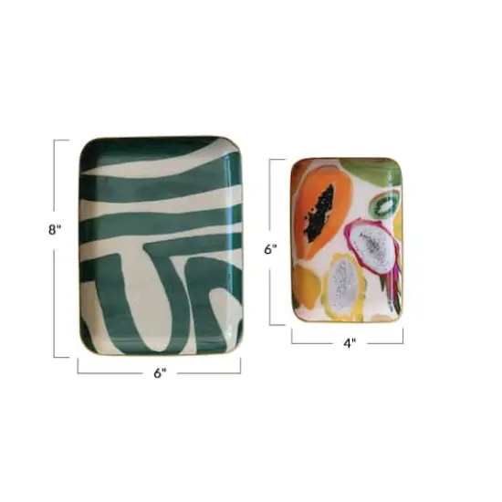 Hello Honey&reg; Fruit & Abstract Striped Enameled Metal Tray Set {5}
