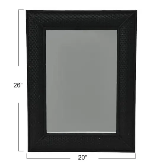 Hello Honey&reg; Black Firwood & Rattan Wall Mirror {3}