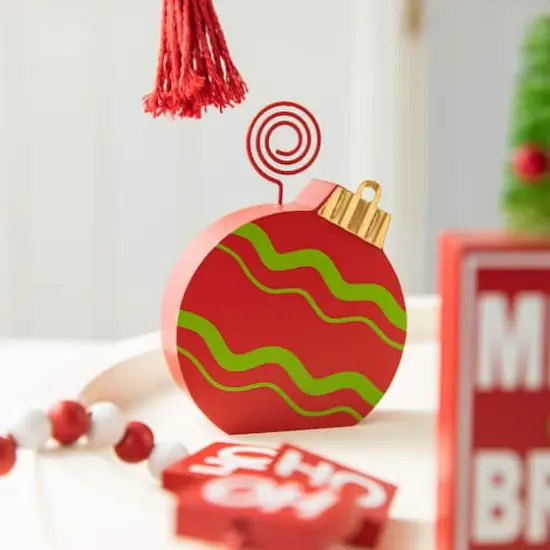 Glitzhome&reg; Christmas Wooden Word Signs & Fabric Santa Set {7}