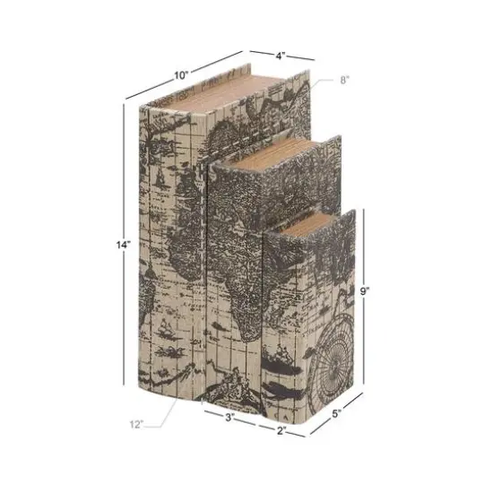 World Map Wooden Traditional Book Box Set {9}