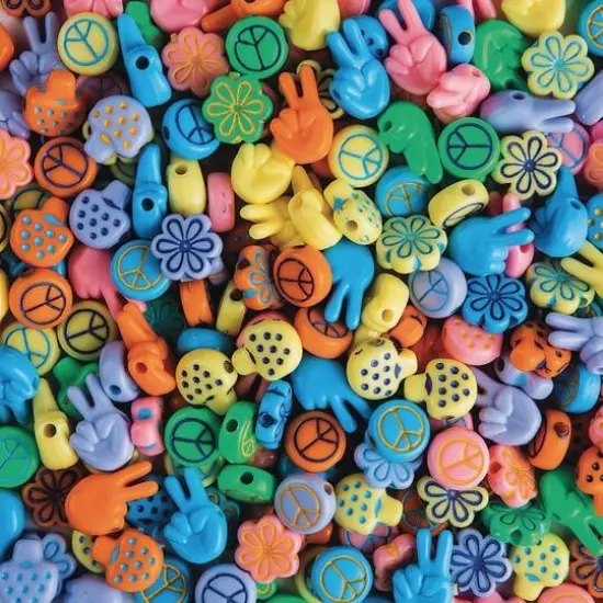 S&S&reg; Worldwide Retro Love Plastic Beads, 13mm-16mm {1}