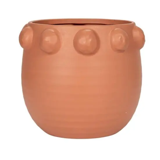 Hello Honey&reg; 10.5" Matte Terra Cotta Raised Dots Terra Cotta Planter {6}