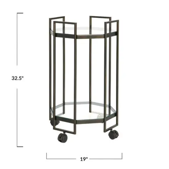 Hello Honey&reg; Octagon Black Metal Bar Cart {6}