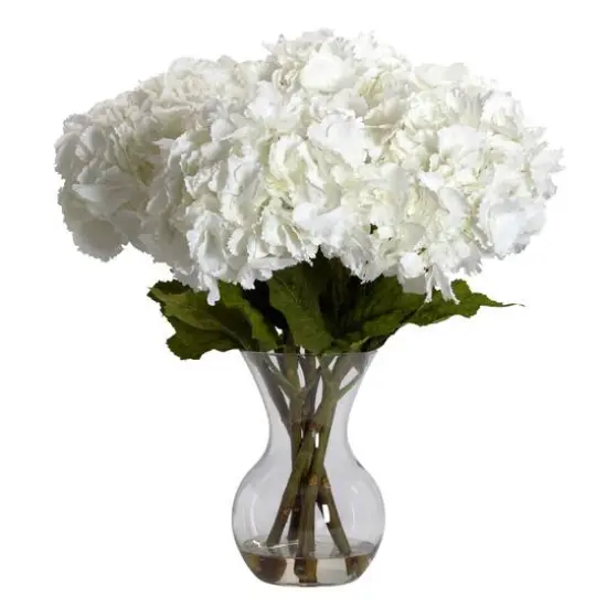 23" White Large Hydrangea Silk Flower Arrangement in Vase {1}