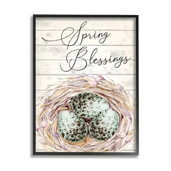 Stupell Industries Spring Blessings Bird Nest Nature Framed Giclee Art Black {1}