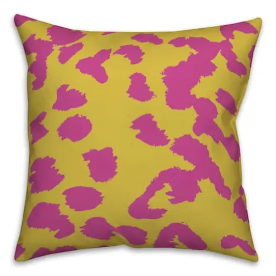 18" x 18" Leopard Print Indoor/Outdoor Throw Pillow Yellow/Pink {3}