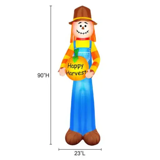Airflowz Inflatable 7.5ft. Harvest Scarecrow Holding Pumpkin {9}