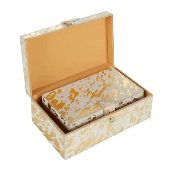 White & Gold Leather Rustic Box Set {4}