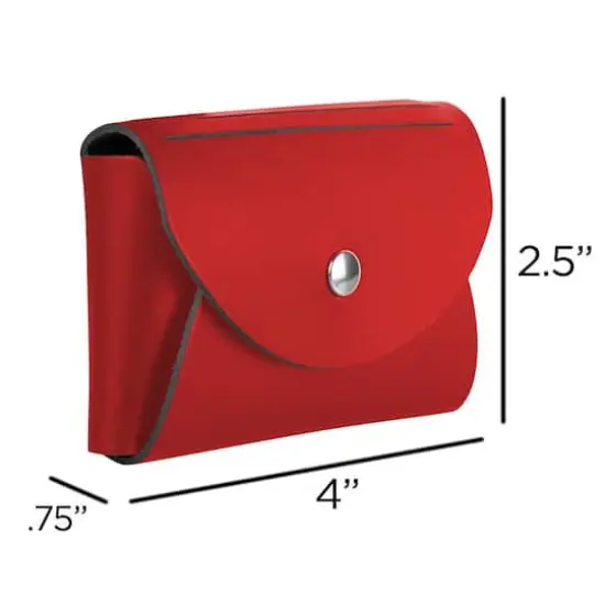 JAM Paper Italian Leather Business Card Holder Case with Round Flap Red {6}