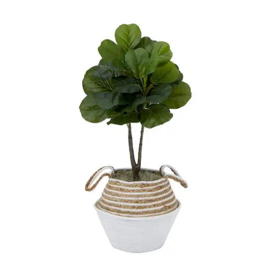 3ft. Artificial Fiddle Leaf Fig Tree With Handmade Cotton & Jute Woven Basket DIY Kit Cream {1}