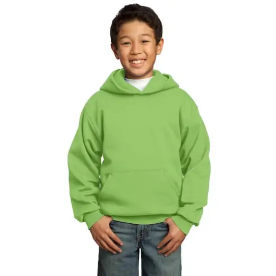 Port & Company® Colors Youth Core Fleece Pullover Hooded Sweatshirt Lime {3}