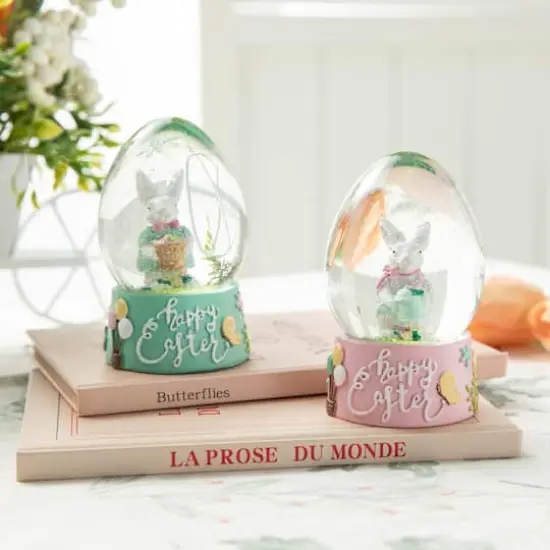 Glitzhome&reg; Easter Bunny Waterglobes Set {3}