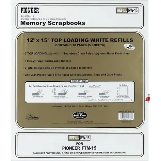 Pioneer&reg; 12" x 15" Universal Top-Loading Page Protectors with White Inserts {1}