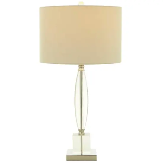 CosmoLiving by Cosmopolitan Clear Crystal Transparent Base Table Lamp with Drum Shade 15" x 15" x 29" {1}