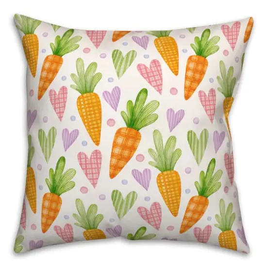 Carrots & Hearts Easter Throw Pillow {1}