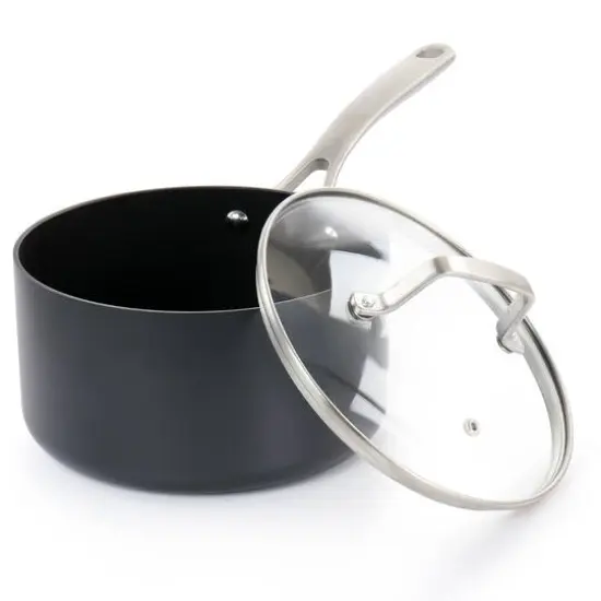 Martha Stewart 3.5qt. Matte Black Aluminum Nonstick Saucepan {3}