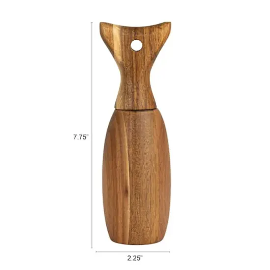 Hello Honey® 7.75" Natural Acacia Wood Fish Tail Shaped Pepper Mill {6}