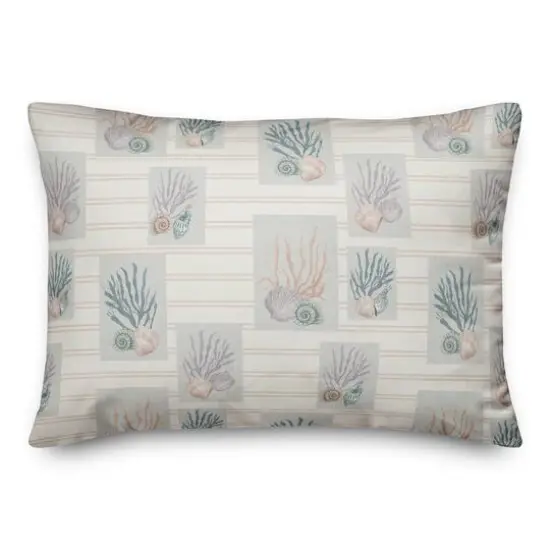 Shell Panels on Stripe Throw Pillow Shell Panels on Blush Stripe {1}