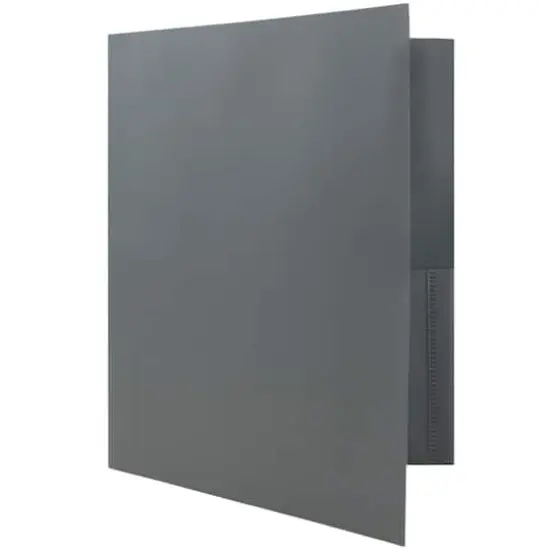 JAM Paper 9.5" x 11" Plastic 2 Pocket School POP Folders with Clasps, 6ct. Grey {6}