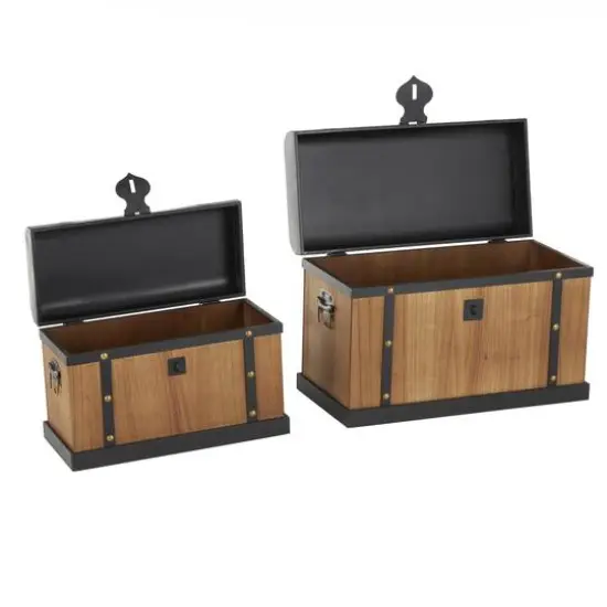 Brown & Black Decorative Trunk Set {9}