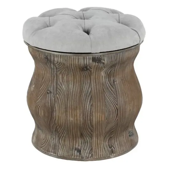 18" Chinese Fir Rustic Stool Light Gray {2}