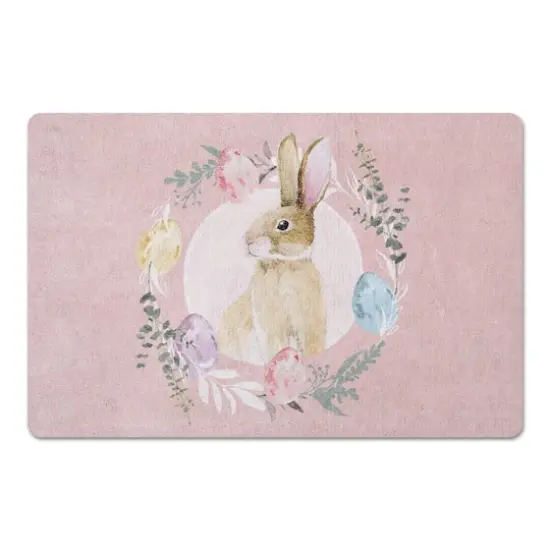 Rabbit Easter Wreath 18" x 27" Floor Mat {1}