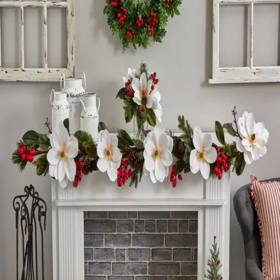 6ft. Magnolia, Pine & Berries Artificial Garland {4}