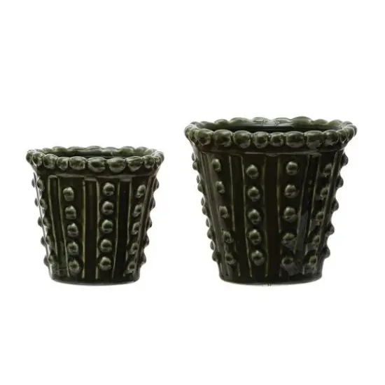Hello Honey&reg; Green Stoneware Hobnail Planter {8}