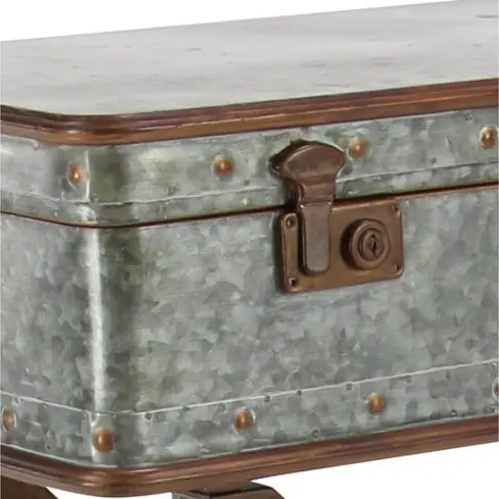 32" Gray Iron Farmhouse Accent Table {6}