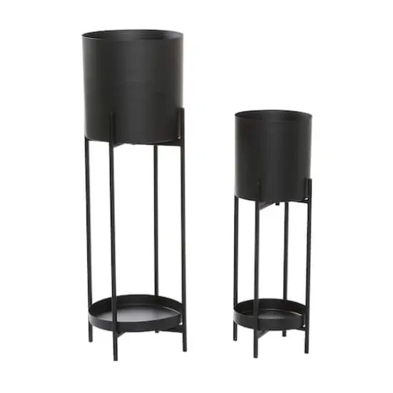 Black Metal Modern Stand Planter Set {4}