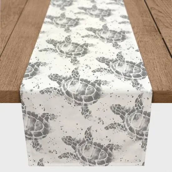 Sea Turtles With Paint Splatter Indoor/Outdoor Table Runner Gray {4}