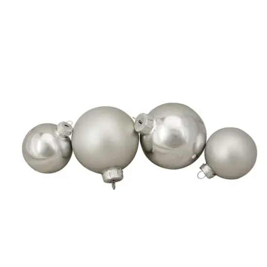 96ct. Silver Shiny & Matte Glass Ball Ornaments {1}