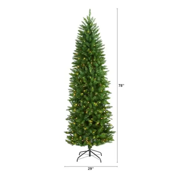 6.5ft. Pre-Lit Green Mountain Pine Artificial Christmas Tree, Clear LED Lights {3}