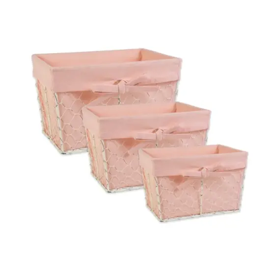 DII&reg; Blush Pink Lined Chicken Wire Basket Set {12}