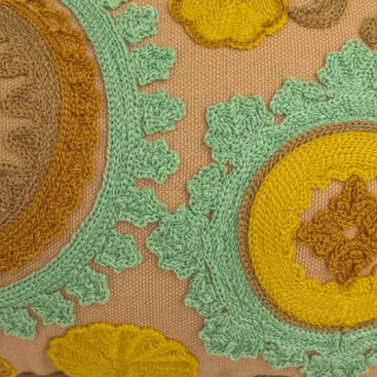 Hello Honey&reg; 24" Taupe, Green & Mint Round Floral Cotton & Sherpa Pet Bed {8}